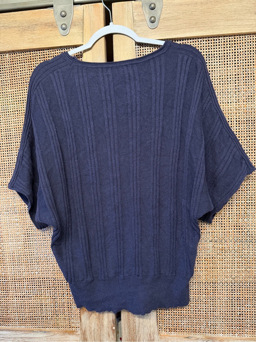 Philosophy Navy Ribbed Knit Short Sleeve Top - Picture 2 of 4
